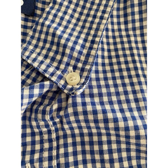 Chaps Button Up Shirt Men Size XL Blue Plaid Easy-Care Cotton Blend Short Sleeve - Picture 3 of 5